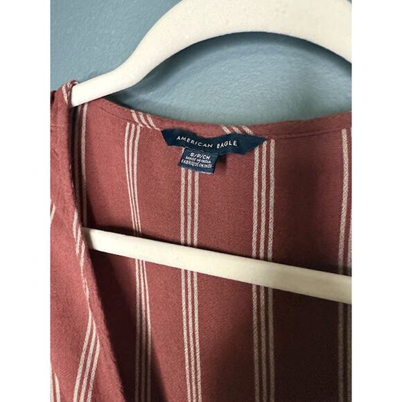 American Eagle Juniors Size Small Cropped Cardigan Striped Preppy Y2K Tie Front - Picture 3 of 6